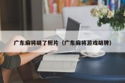 广东麻将胡了照片（广东麻将游戏胡牌）