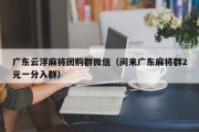 广东云浮麻将团购群微信（闲来广东麻将群2元一分入群）
