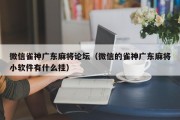 微信雀神广东麻将论坛（微信的雀神广东麻将小软件有什么挂）