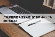 广东麻将两匹马玩法介绍（广东麻将中2个马翻倍怎么算）