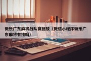 微乐广东麻将战队赛回放（微信小程序微乐广东麻将有挂吗）