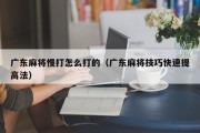 广东麻将慢打怎么打的（广东麻将技巧快速提高法）