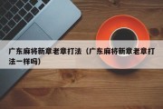 广东麻将新章老章打法（广东麻将新章老章打法一样吗）