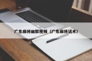 广东麻将幽默视频（广东麻将话术）
