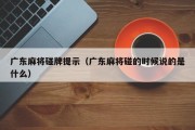 广东麻将碰牌提示（广东麻将碰的时候说的是什么）