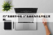 打广东麻将不中码（广东麻将为什么不碰上家牌）