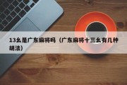 13幺是广东麻将吗（广东麻将十三幺有几种胡法）
