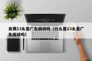 自摸13幺是广东麻将吗（什么是13幺是广东麻将吗）