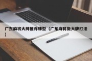 广东麻将大牌推荐牌型（广东麻将做大牌打法）