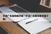 手游广东麻将精华版（手游广东麻将精华版下载）