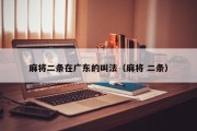 麻将二条在广东的叫法（麻将 二条）