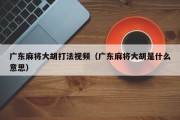 广东麻将大胡打法视频（广东麻将大胡是什么意思）
